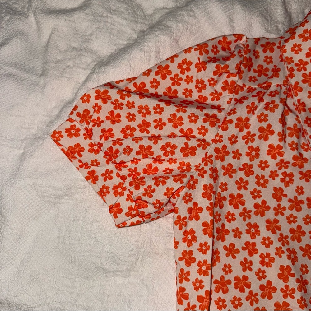 Nasty Gal Orange Floral Button Down Top – Women’s Small - Picture 5 of 7